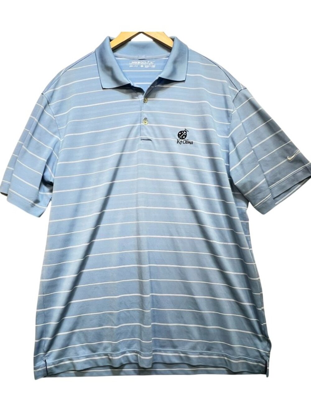 Nike Mens Dri-Fit Ko Olina Golf Polo Shirt Short Sleeve Size L Blue White Stripe